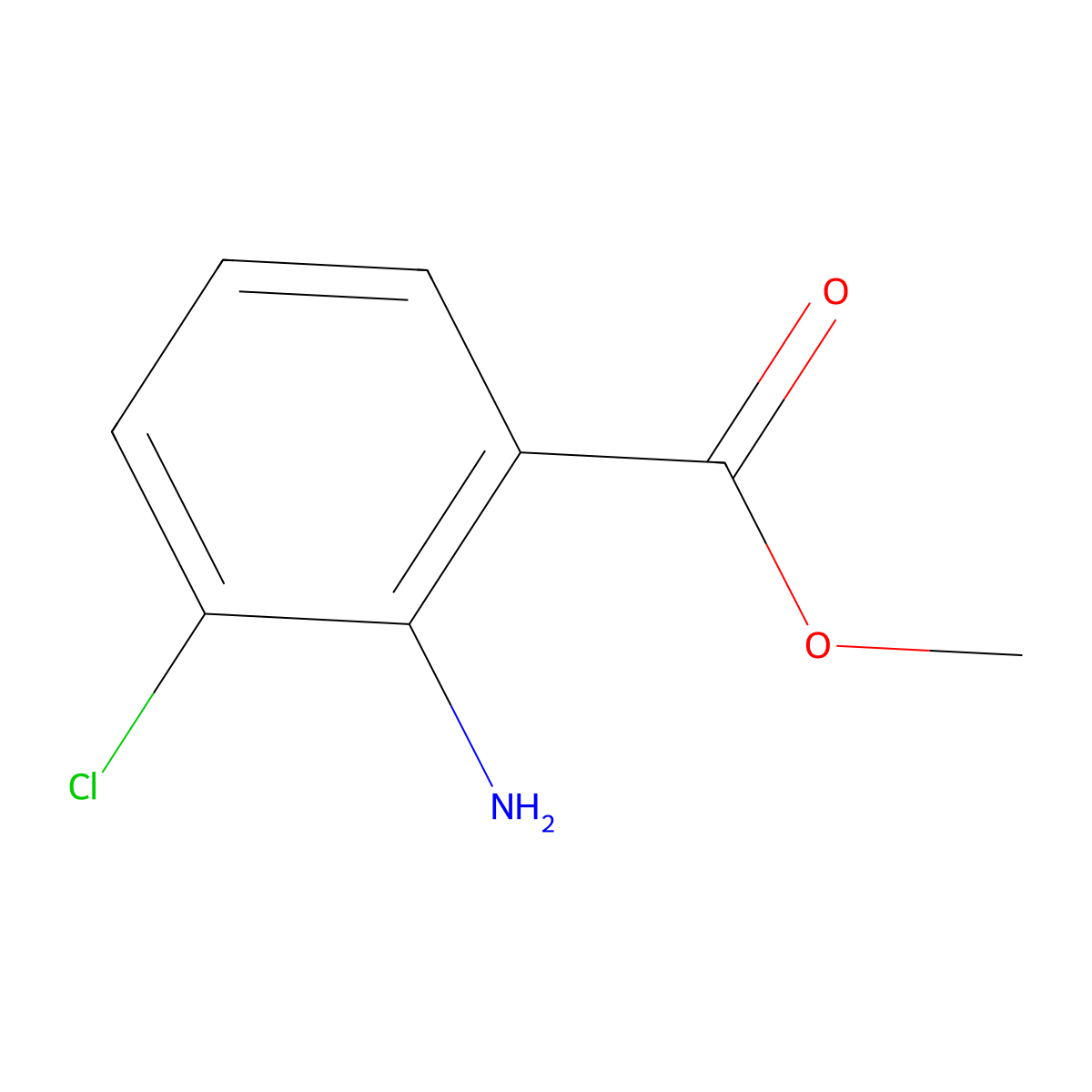 Benzoic acid, 2-amino-3-chloro-, methyl ester molecular structure, CAS 77820-58-7