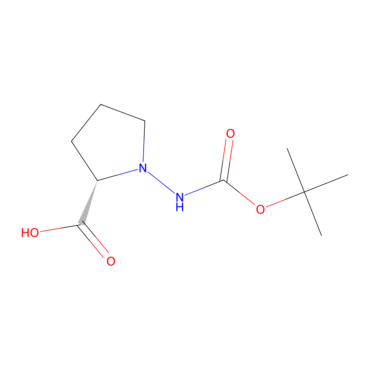 L-Proline, 1-(((1,1-dimethylethoxy)carbonyl)amino)- molecular structure, CAS 77821-22-8