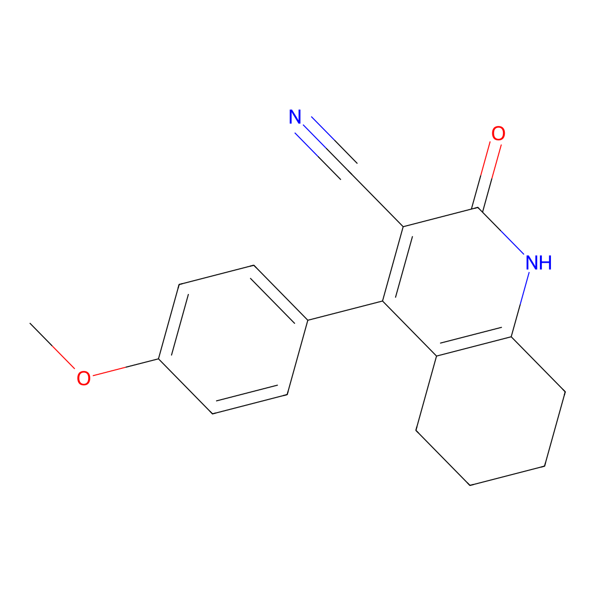 2-Hydroxy-4-(4-methoxyphenyl)-5,6,7,8-tetrahydroquinoline-3-carbonitrile molecular structure, CAS 77821-73-9