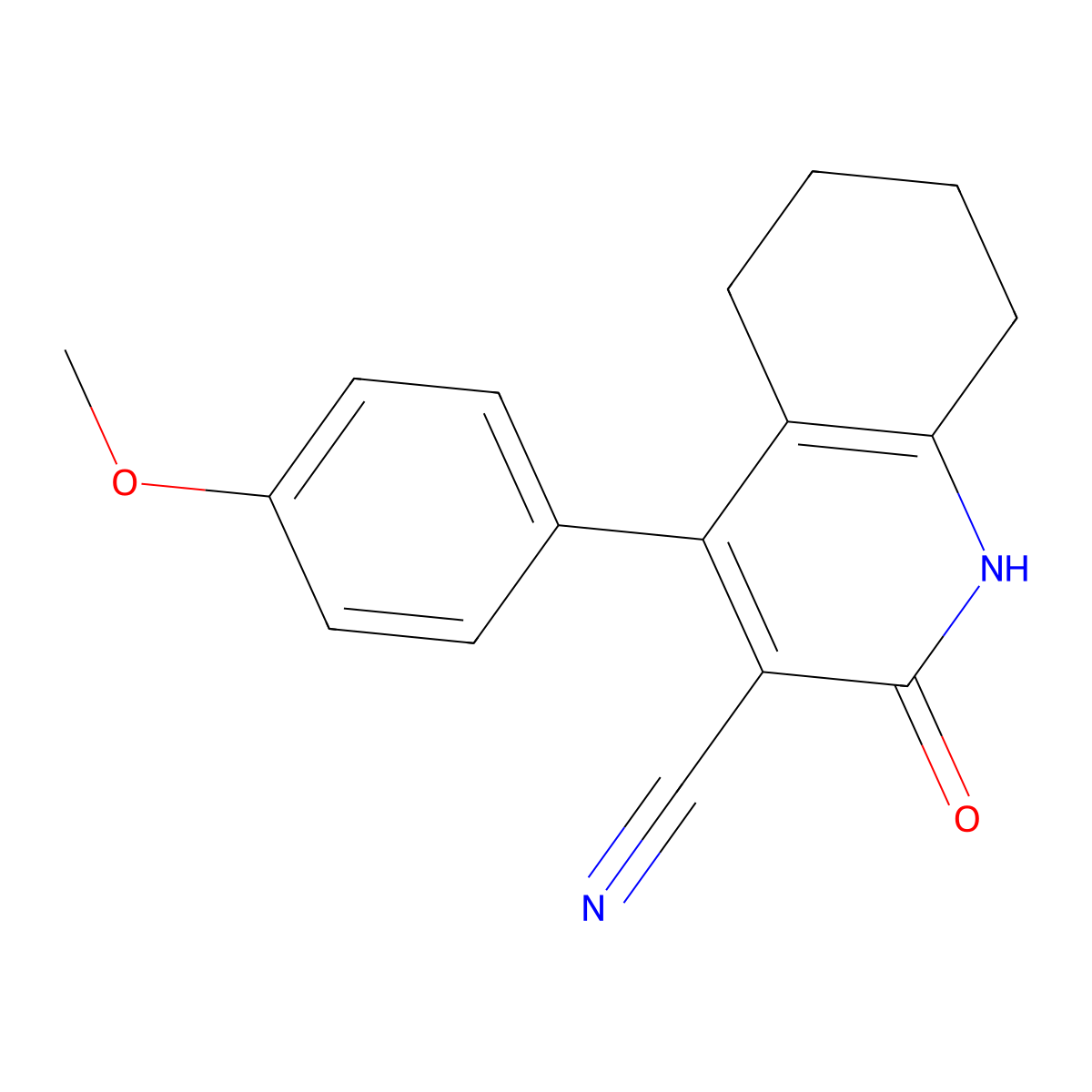 2-Hydroxy-4-(4-methoxyphenyl)-5,6,7,8-tetrahydroquinoline-3-carbonitrile molecular structure, CAS 77821-73-9