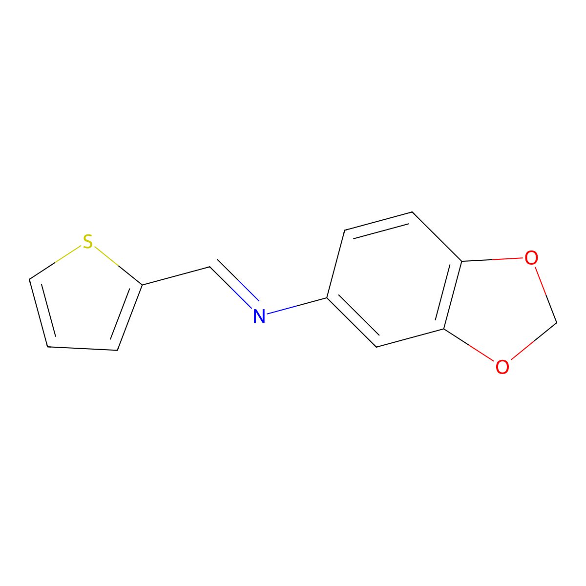 N-(2-Thienylmethylene)-1,3-benzodioxol-5-amine molecular structure, CAS 77822-82-3