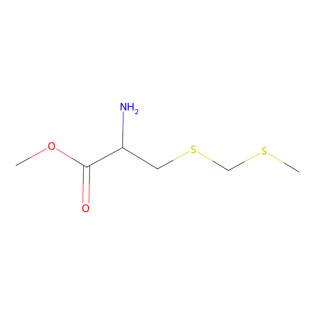 methyl (2R)-2-amino-3-{[(methylsulfanyl)methyl]sulfanyl}propanoate molecular structure, CAS 77826-39-2