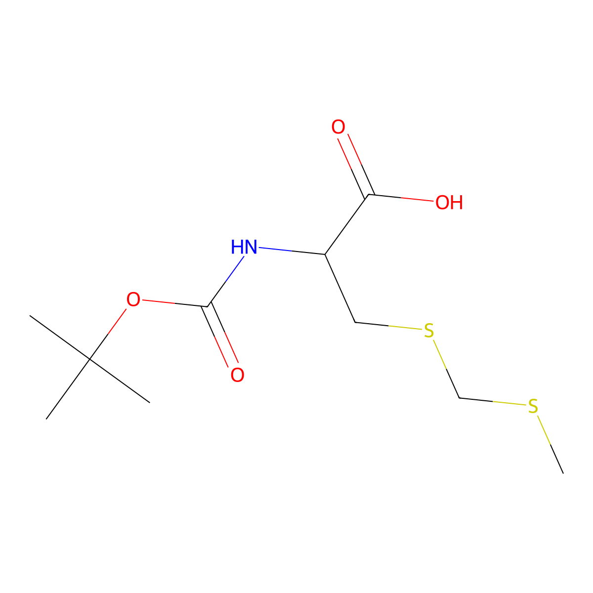 (2R)-2-{[(tert-butoxy)carbonyl]amino}-3-{[(methylsulfanyl)methyl]sulfanyl}propanoic acid molecular structure, CAS 77826-41-6