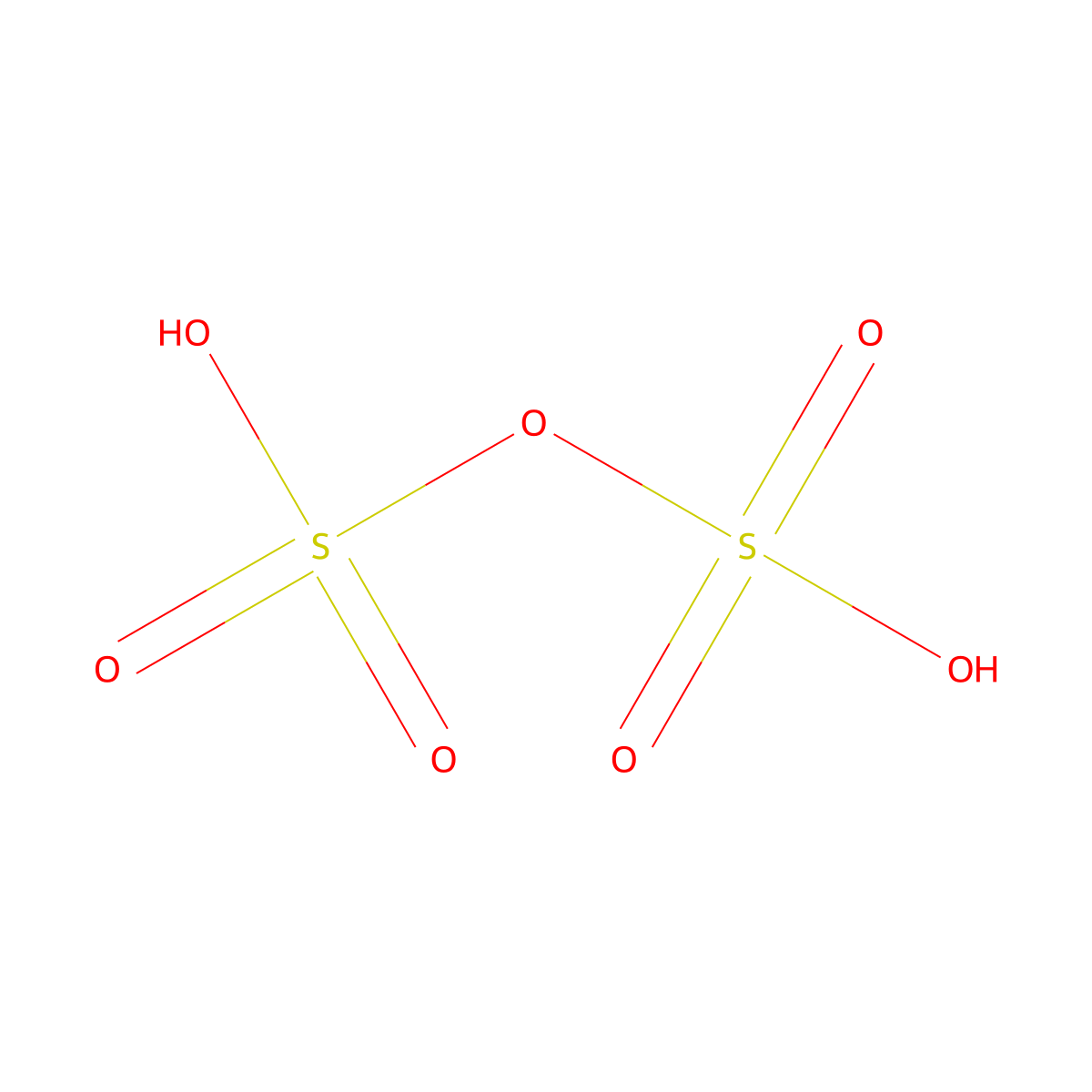 Disulfuric acid molecular structure, CAS 7783-05-3