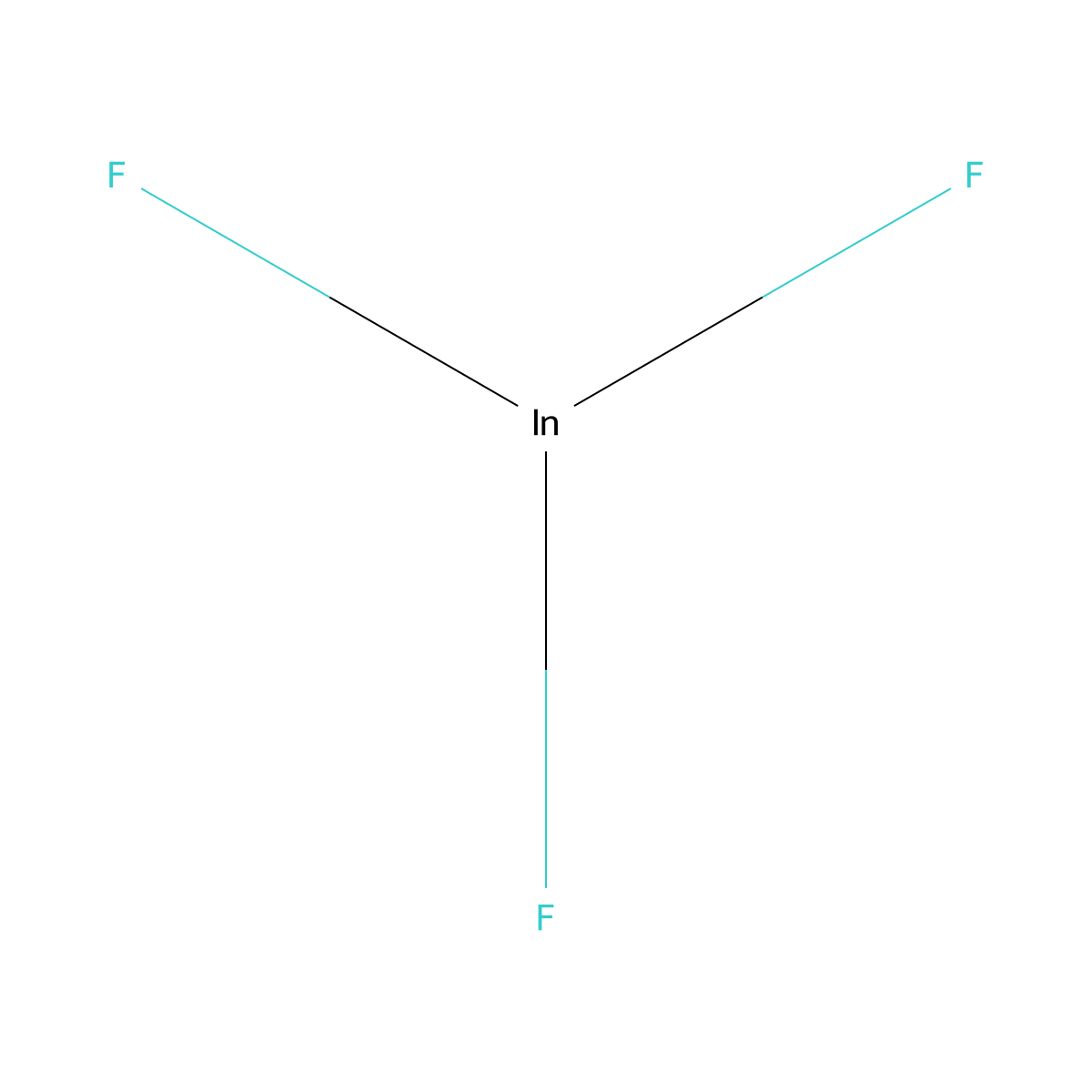 Indium fluoride (InF3) molecular structure, CAS 7783-52-0