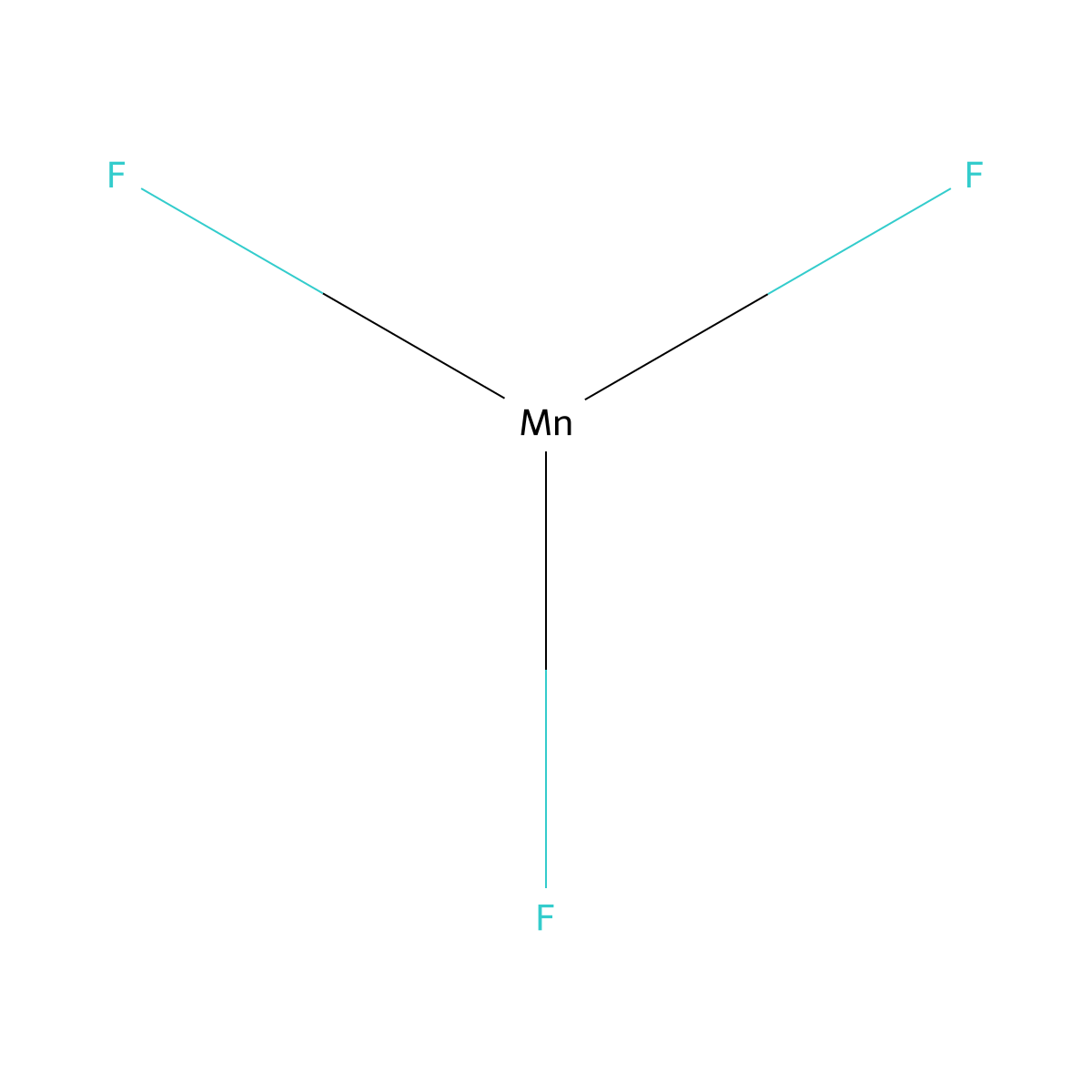 Manganese trifluoride molecular structure, CAS 7783-53-1