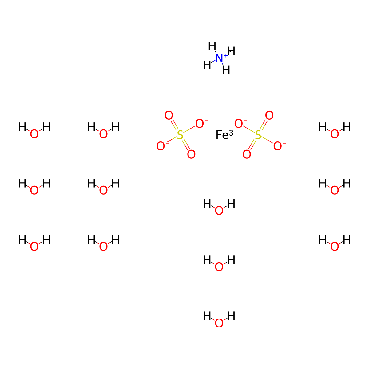 Ammonium iron sulfate dodecahydrate , Ammonium iron(Ⅲ) sulfate dodecahydrate molecular structure, CAS 7783-83-7