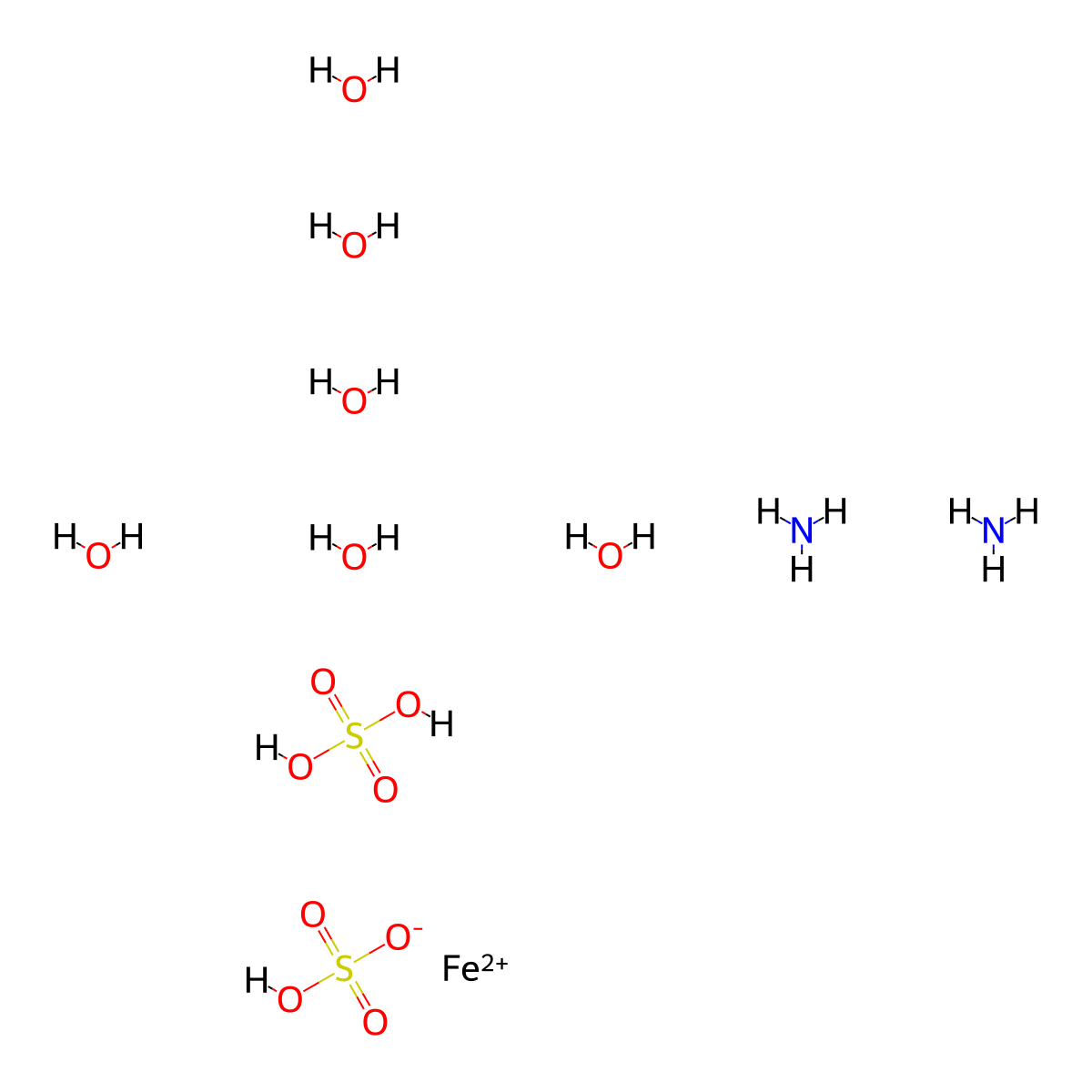 Ammonium iron(Ⅱ) sulfate hexahydrate molecular structure, CAS 7783-85-9