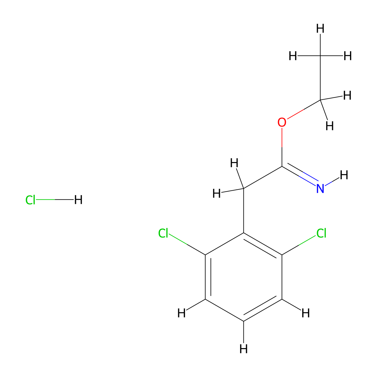 Ethyl 2-(2,6-dichlorophenyl)ethanecarboximidate hydrochloride molecular structure, CAS 77831-48-2