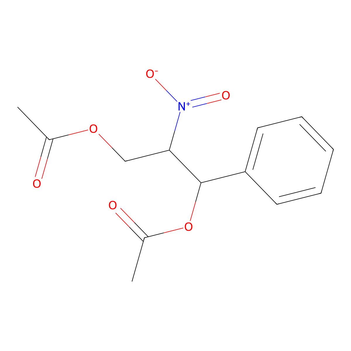 1-Phenyl-2-nitro-1,3-diacetoxypropane molecular structure, CAS 77834-86-7