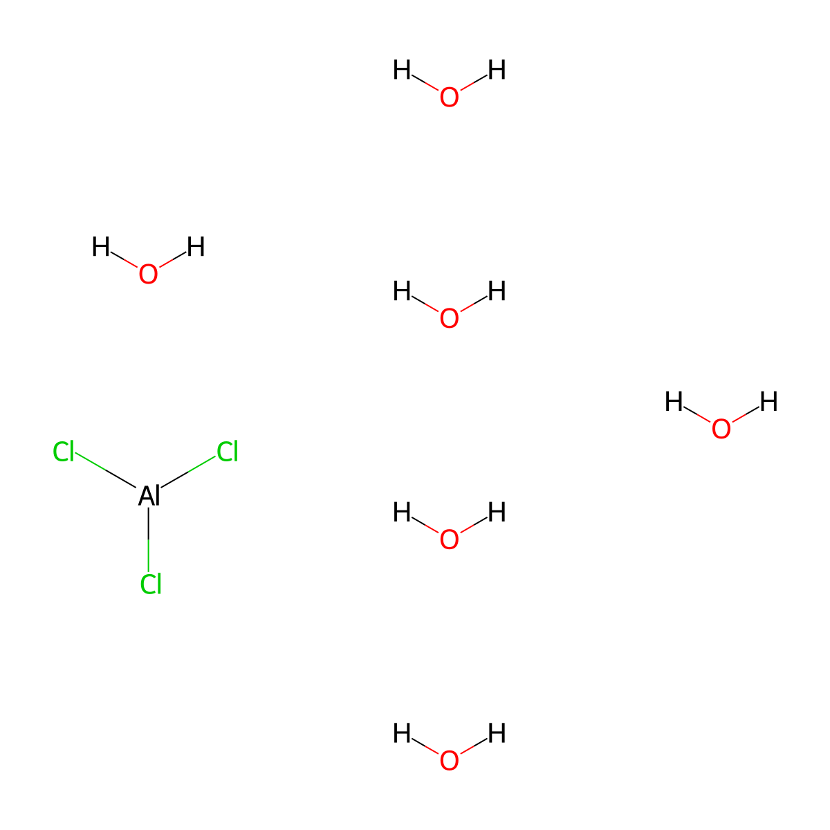 Aluminum chloride, hexahydrate molecular structure, CAS 7784-13-6