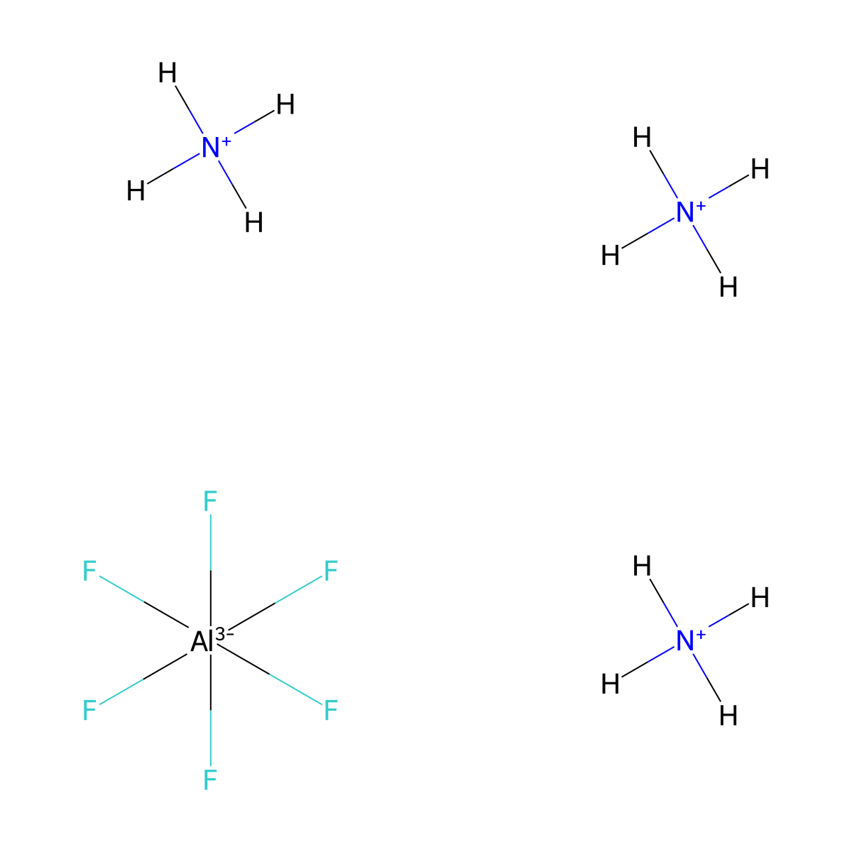Ammonium hexafluoroaluminate molecular structure, CAS 7784-19-2