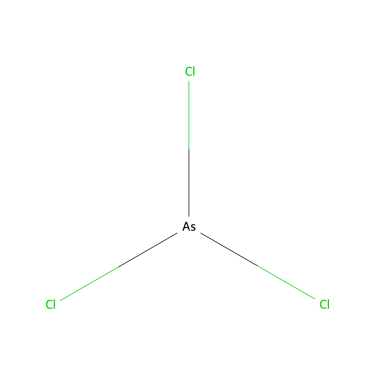 Arsenic chloride (AsCl3) molecular structure, CAS 7784-34-1