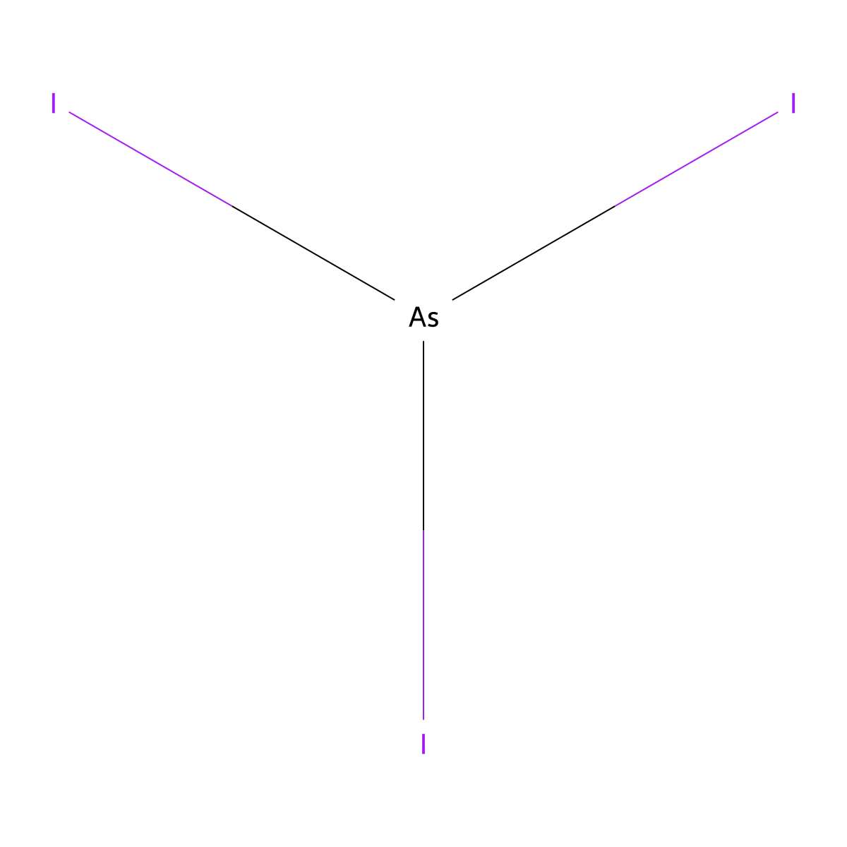 Arsenic iodide (AsI3) molecular structure, CAS 7784-45-4