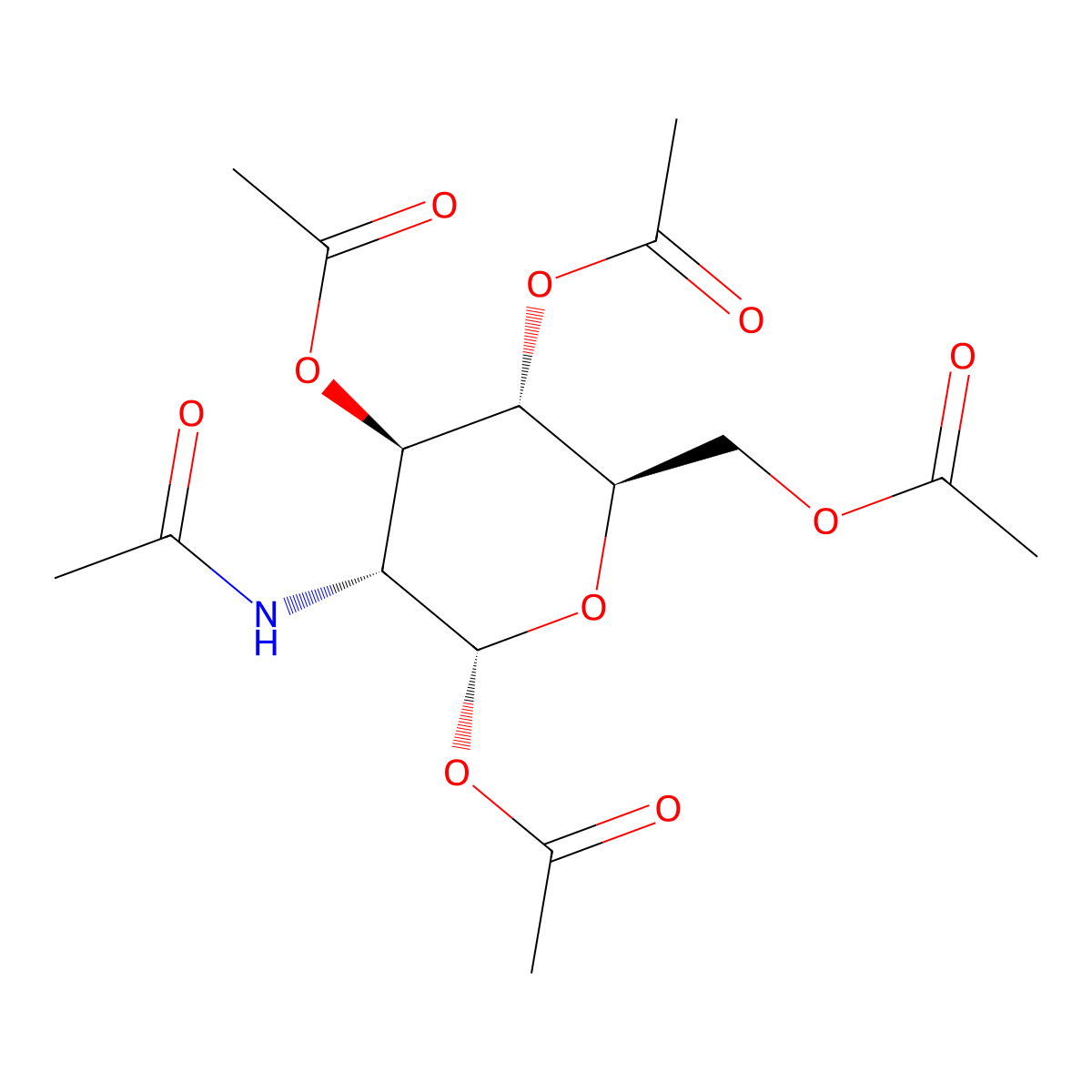 alpha-D-Glucopyranose, 2-(acetylamino)-2-deoxy-, 1,3,4,6-tetraacetate molecular structure, CAS 7784-54-5