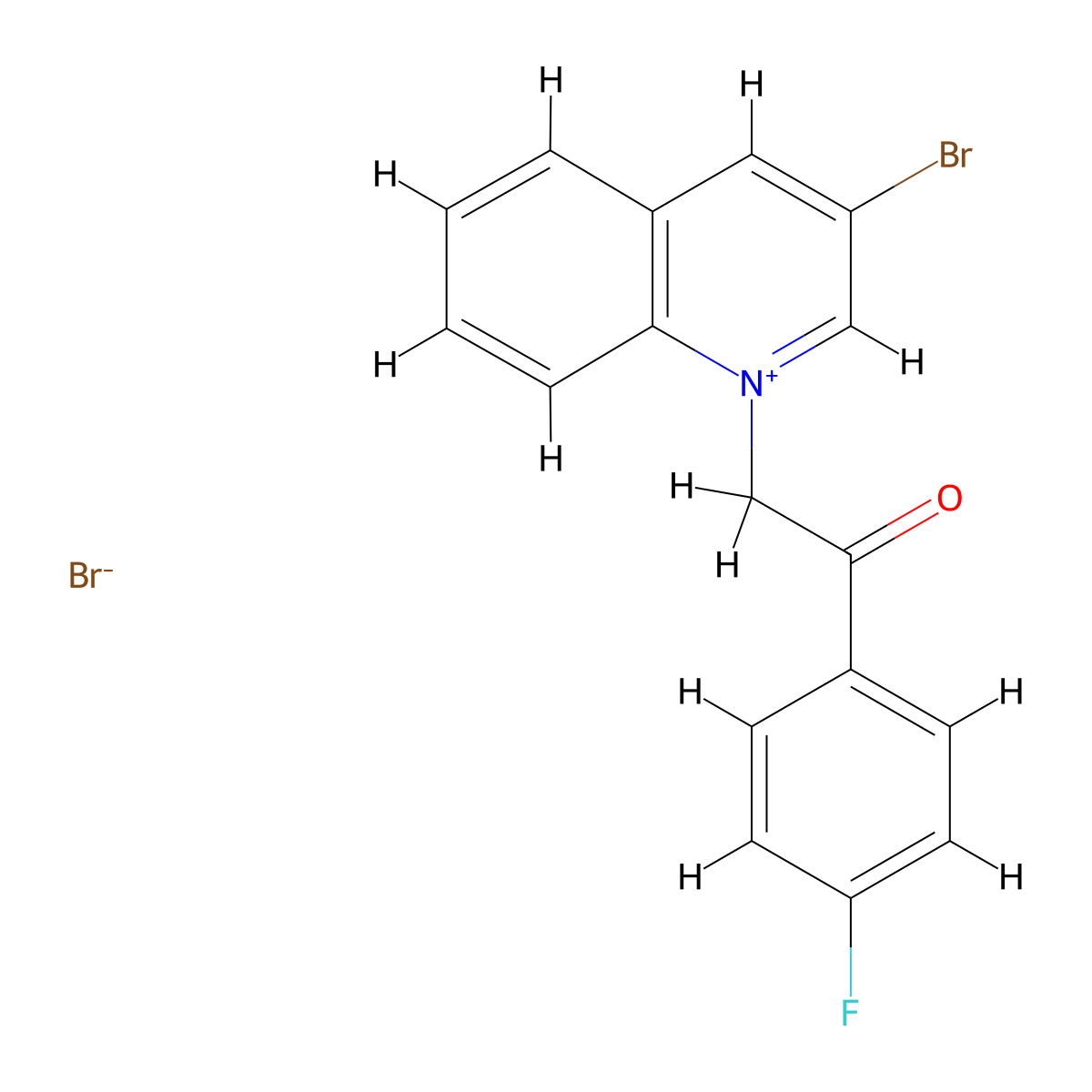 3-Bromo-1-(2-(4-fluorophenyl)-2-oxoethyl)quinolin-1-ium bromide molecular structure, CAS 7784-71-6