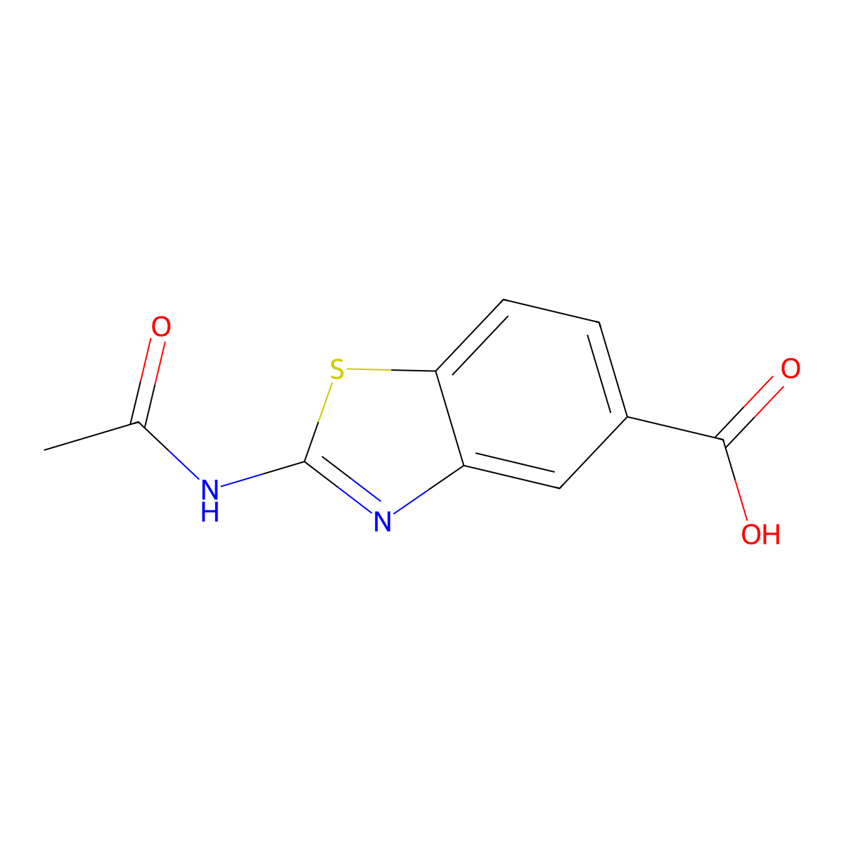 2-Acetamido-1,3-benzothiazole-5-carboxylic acid molecular structure, CAS 77850-40-9