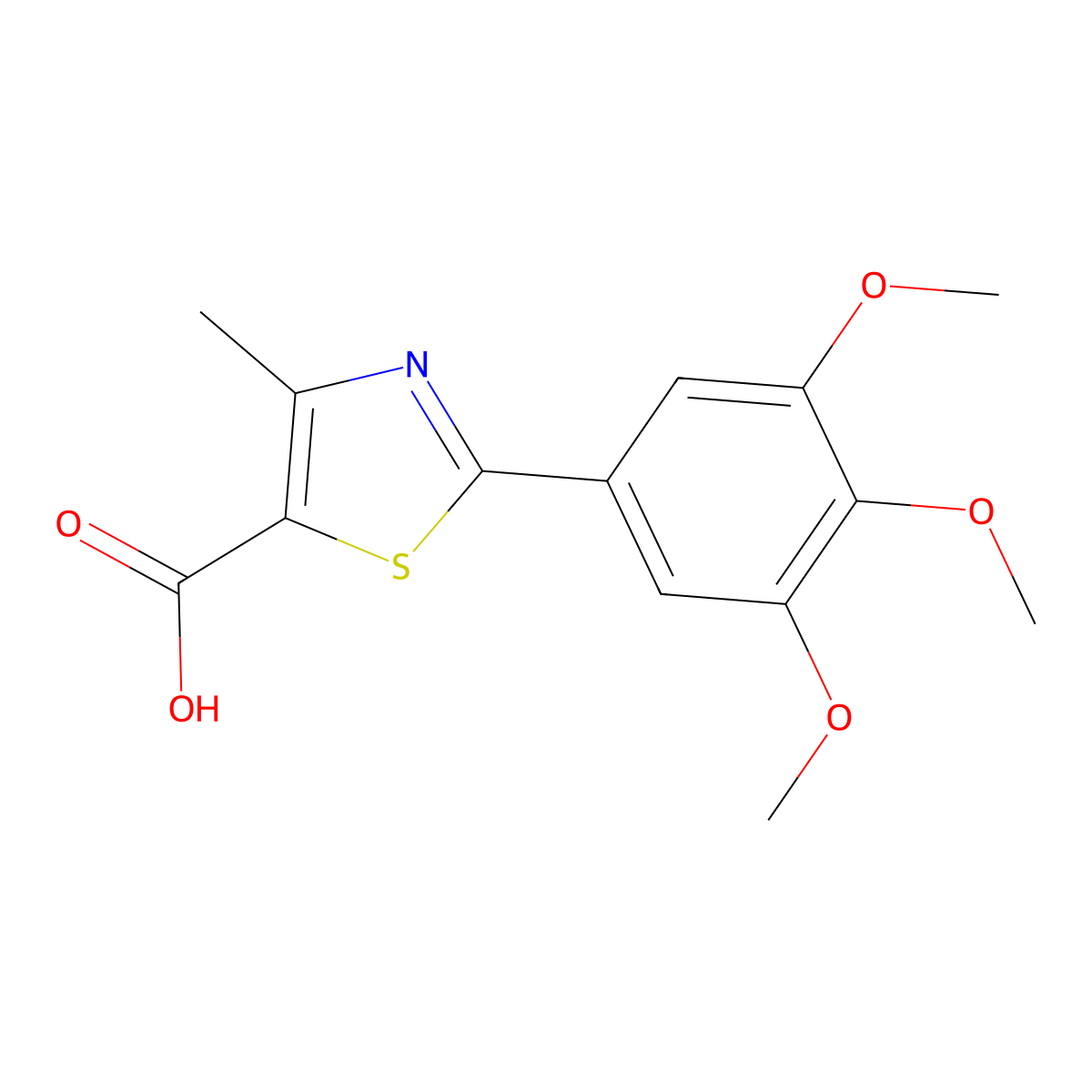 4-methyl-2-(3,4,5-trimethoxyphenyl)-1,3-thiazole-5-carboxylic Acid molecular structure, CAS 77853-51-1
