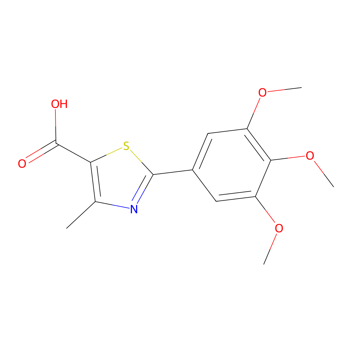 4-methyl-2-(3,4,5-trimethoxyphenyl)-1,3-thiazole-5-carboxylic Acid molecular structure, CAS 77853-51-1