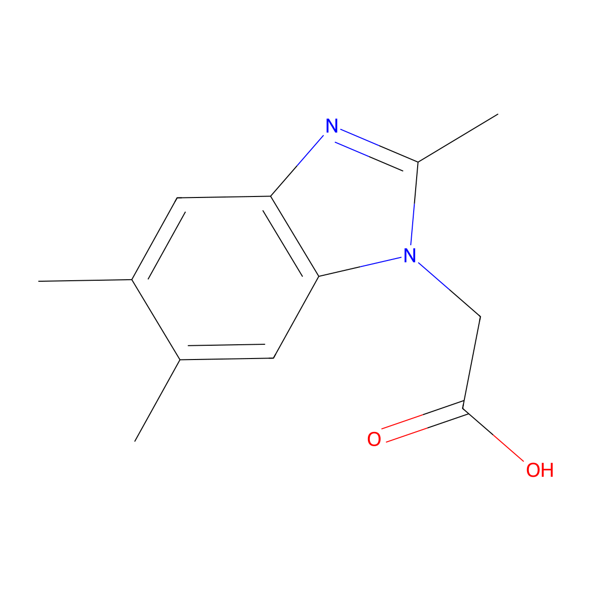 (2,5,6-Trimethyl-benzoimidazol-1-yl)-acetic acid molecular structure, CAS 778535-15-2