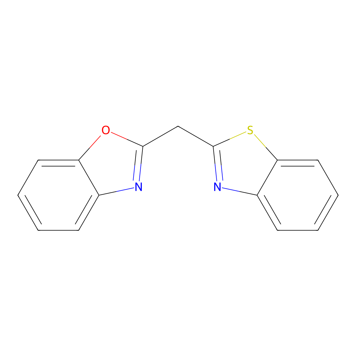 Benzoxazole, 2-(2-benzothiazolylmethyl)- molecular structure, CAS 77854-59-2
