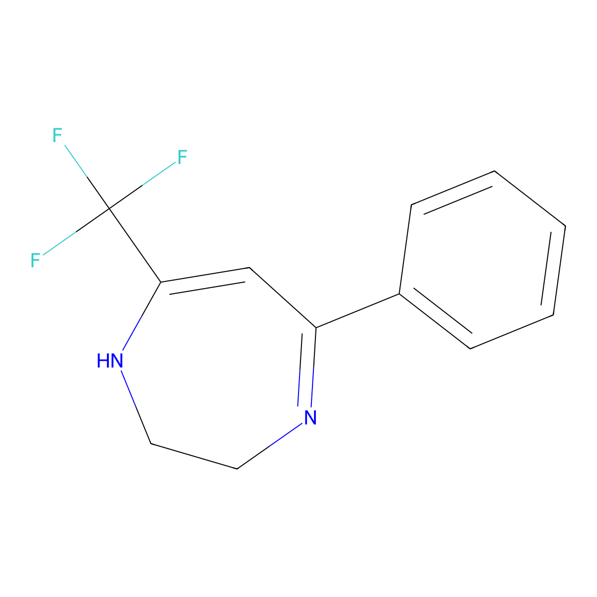 5-phenyl-7-(trifluoromethyl)-2,3-dihydro-1H-1,4-diazepine molecular structure, CAS 77855-08-4