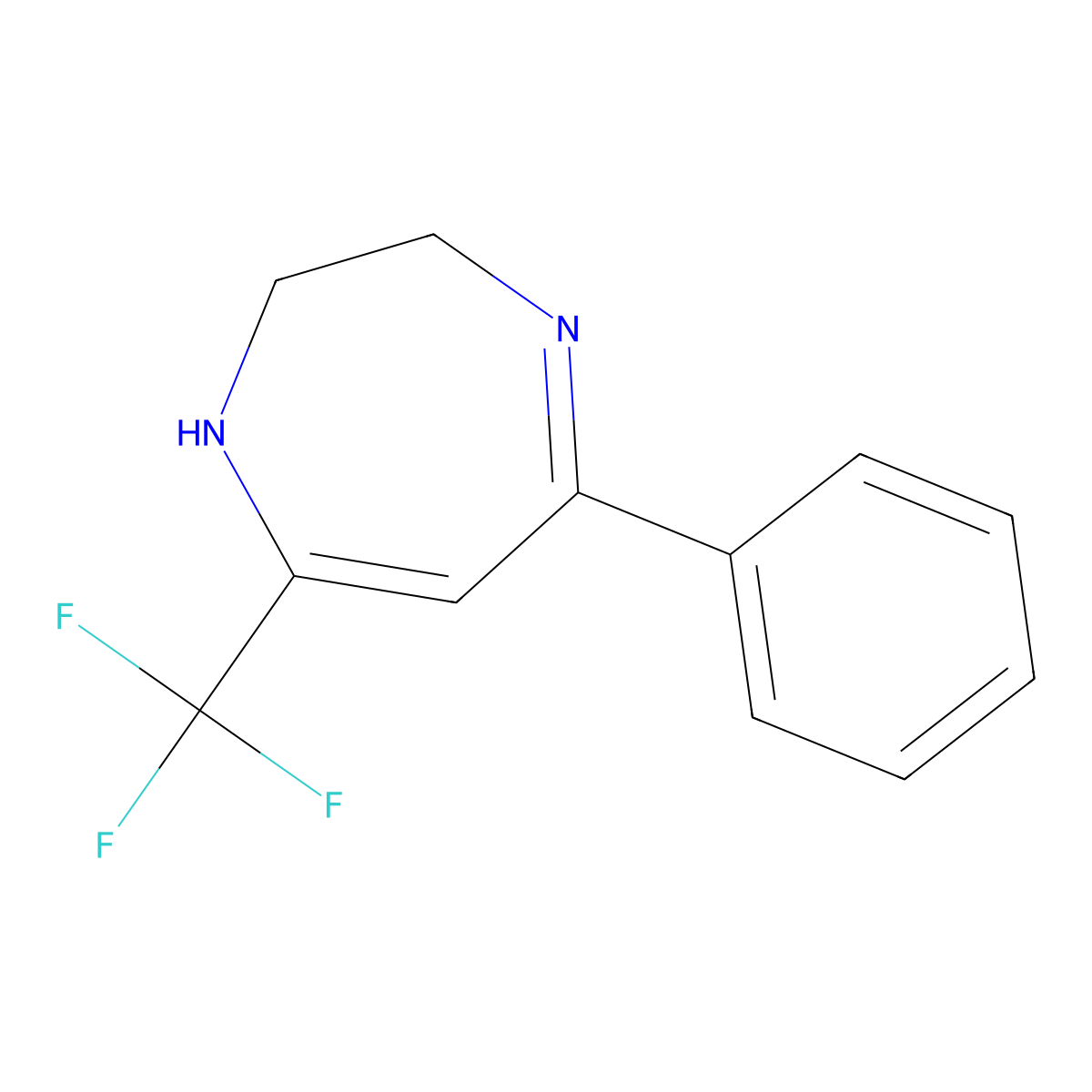 5-phenyl-7-(trifluoromethyl)-2,3-dihydro-1H-1,4-diazepine molecular structure, CAS 77855-08-4
