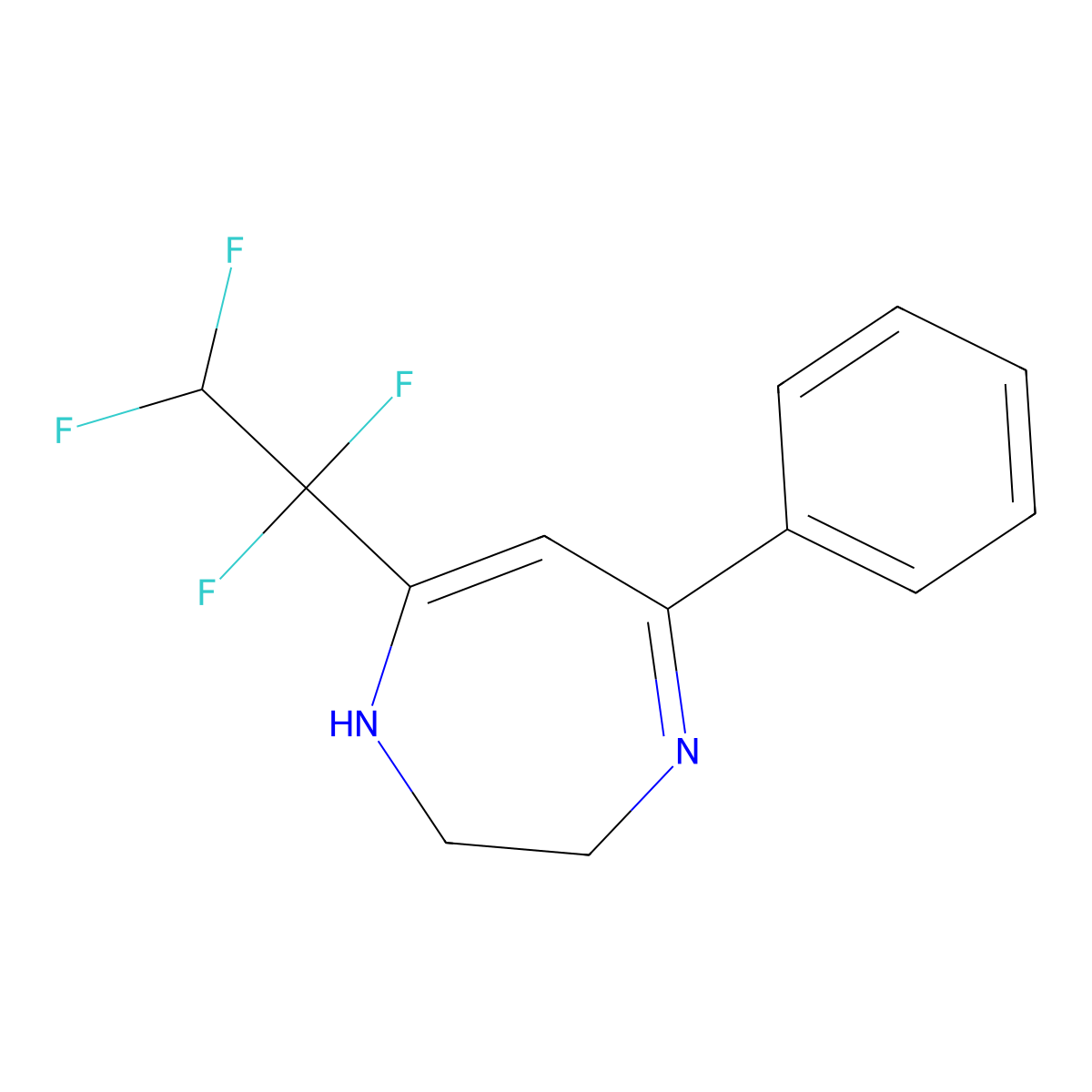 5-phenyl-7-(1,1,2,2-tetrafluoroethyl)-2,3-dihydro-1H-1,4-diazepine molecular structure, CAS 77855-10-8