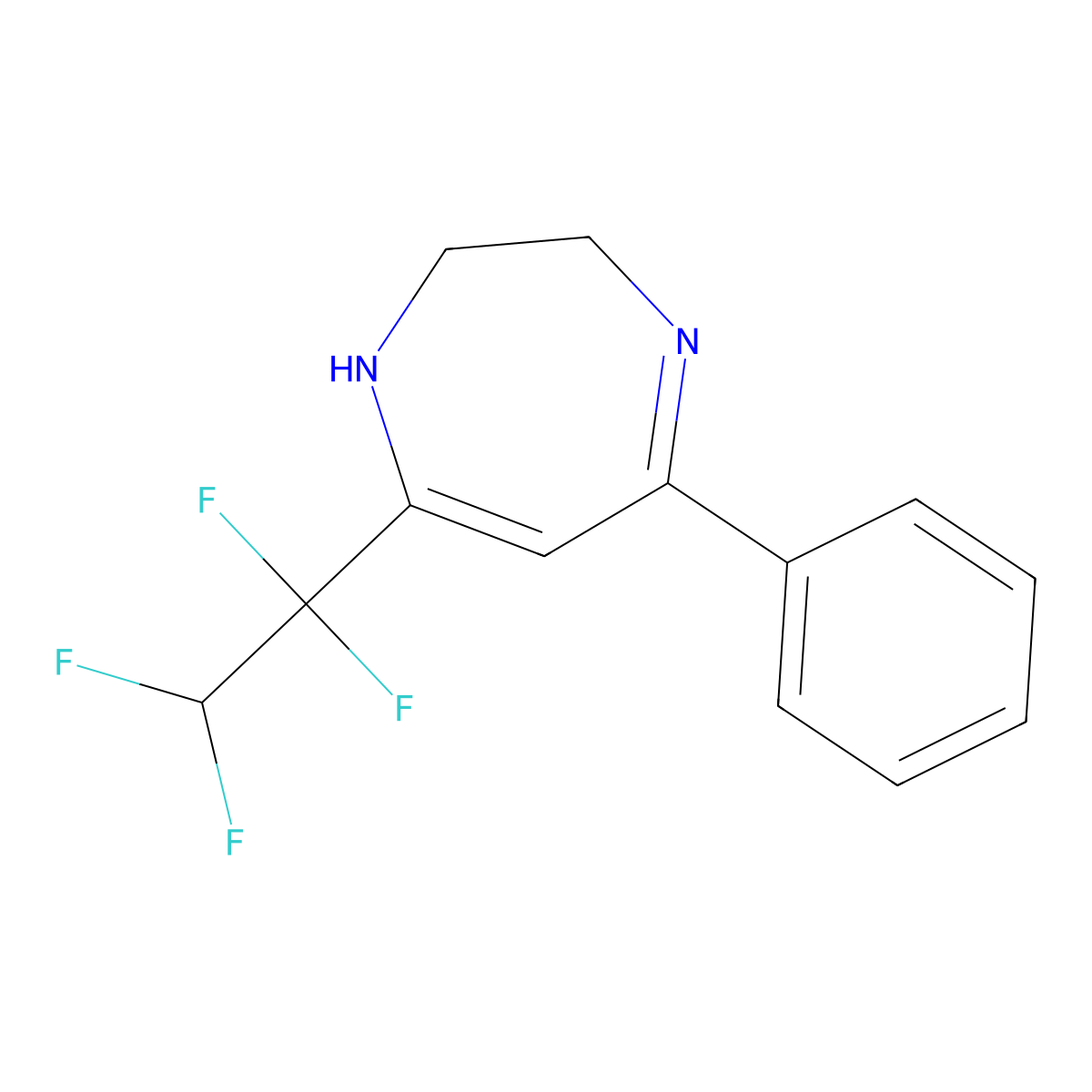 5-phenyl-7-(1,1,2,2-tetrafluoroethyl)-2,3-dihydro-1H-1,4-diazepine molecular structure, CAS 77855-10-8