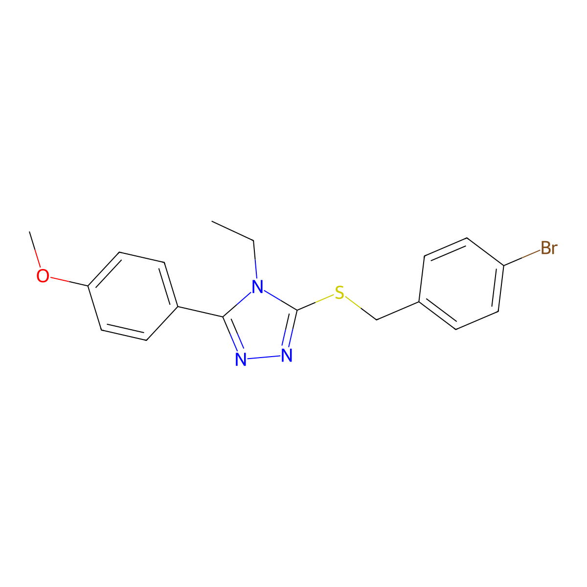 3-[(4-bromobenzyl)sulfanyl]-4-ethyl-5-(4-methoxyphenyl)-4H-1,2,4-triazole molecular structure, CAS 778578-06-6