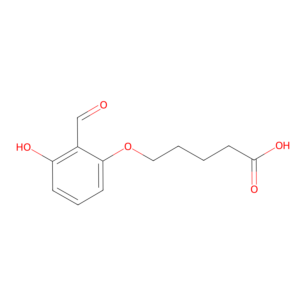 5-(2-Formyl-3-hydroxyphenoxy)pentanoic acid molecular structure, CAS 77858-21-0