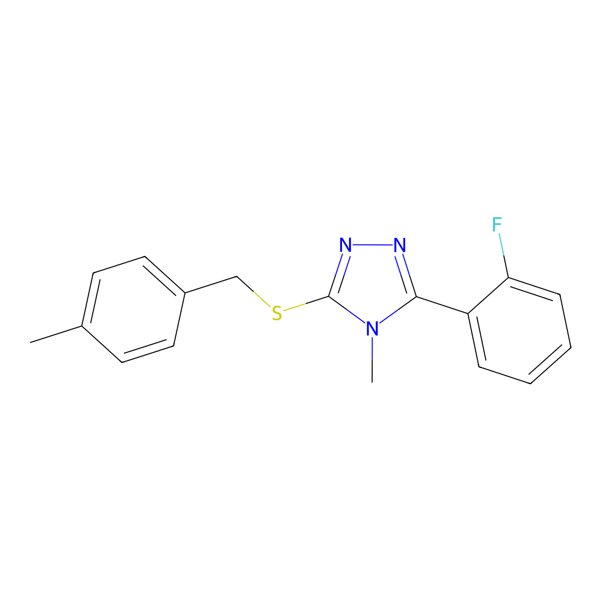 3-(2-Fluorophenyl)-4-methyl-5-[(4-methylphenyl)methylsulfanyl]-1,2,4-triazole molecular structure, CAS 778589-12-1