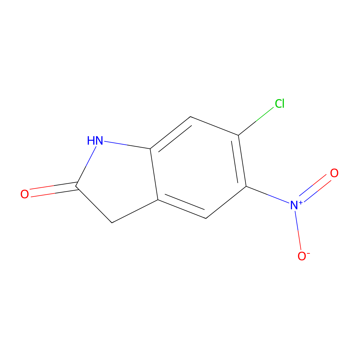 6-chloro-5-nitro-2,3-dihydro-1H-indol-2-one molecular structure, CAS 77859-57-5