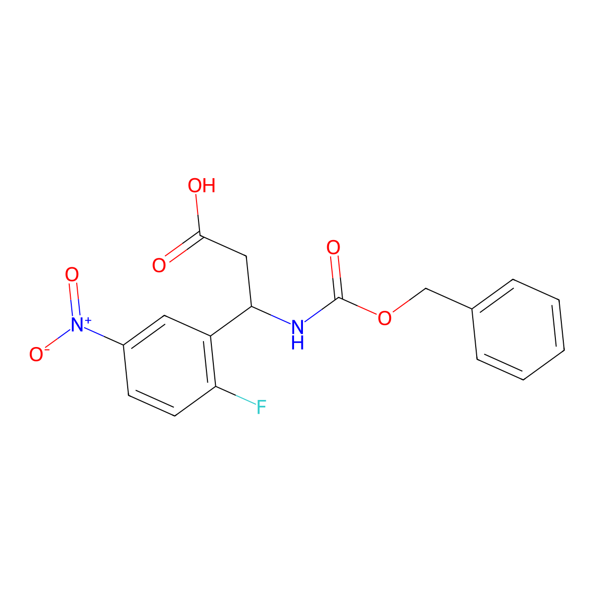 3-{[(Benzyloxy)carbonyl]amino}-3-(2-fluoro-5-nitrophenyl)propanoic acid molecular structure, CAS 778598-79-1