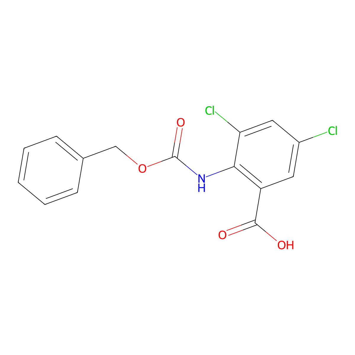 2-(((Benzyloxy)carbonyl)amino)-3,5-dichlorobenzoic acid molecular structure, CAS 778601-53-9