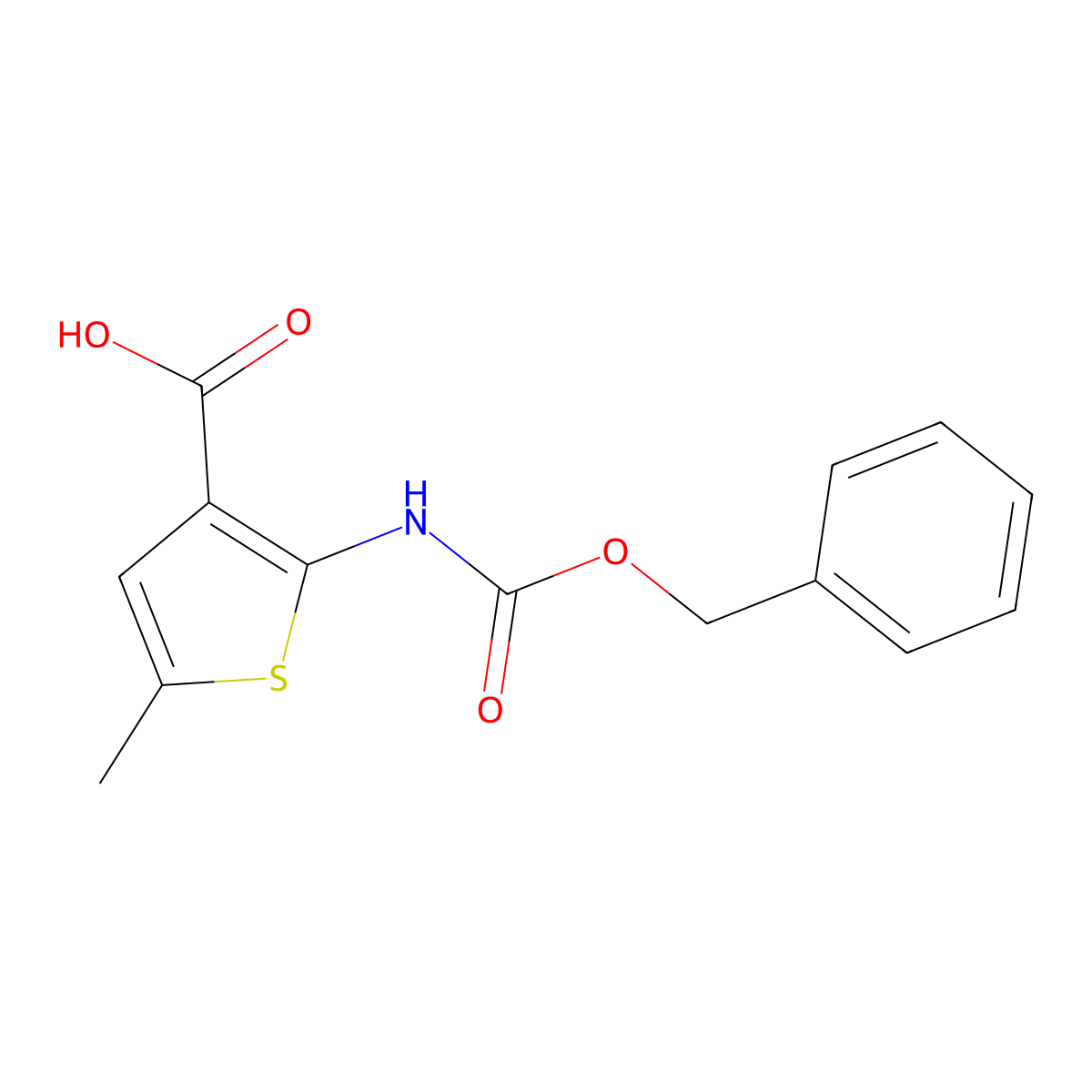 2-{[(Benzyloxy)carbonyl]amino}-5-methylthiophene-3-carboxylic acid molecular structure, CAS 778601-65-3