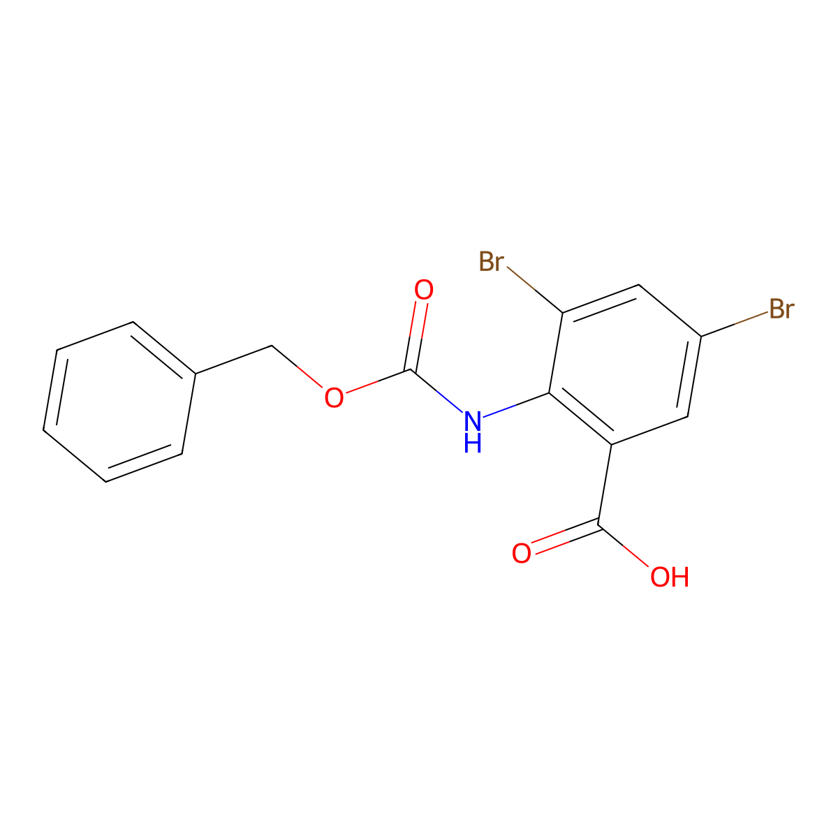 2-{[(Benzyloxy)carbonyl]amino}-3,5-dibromobenzoic acid molecular structure, CAS 778601-74-4
