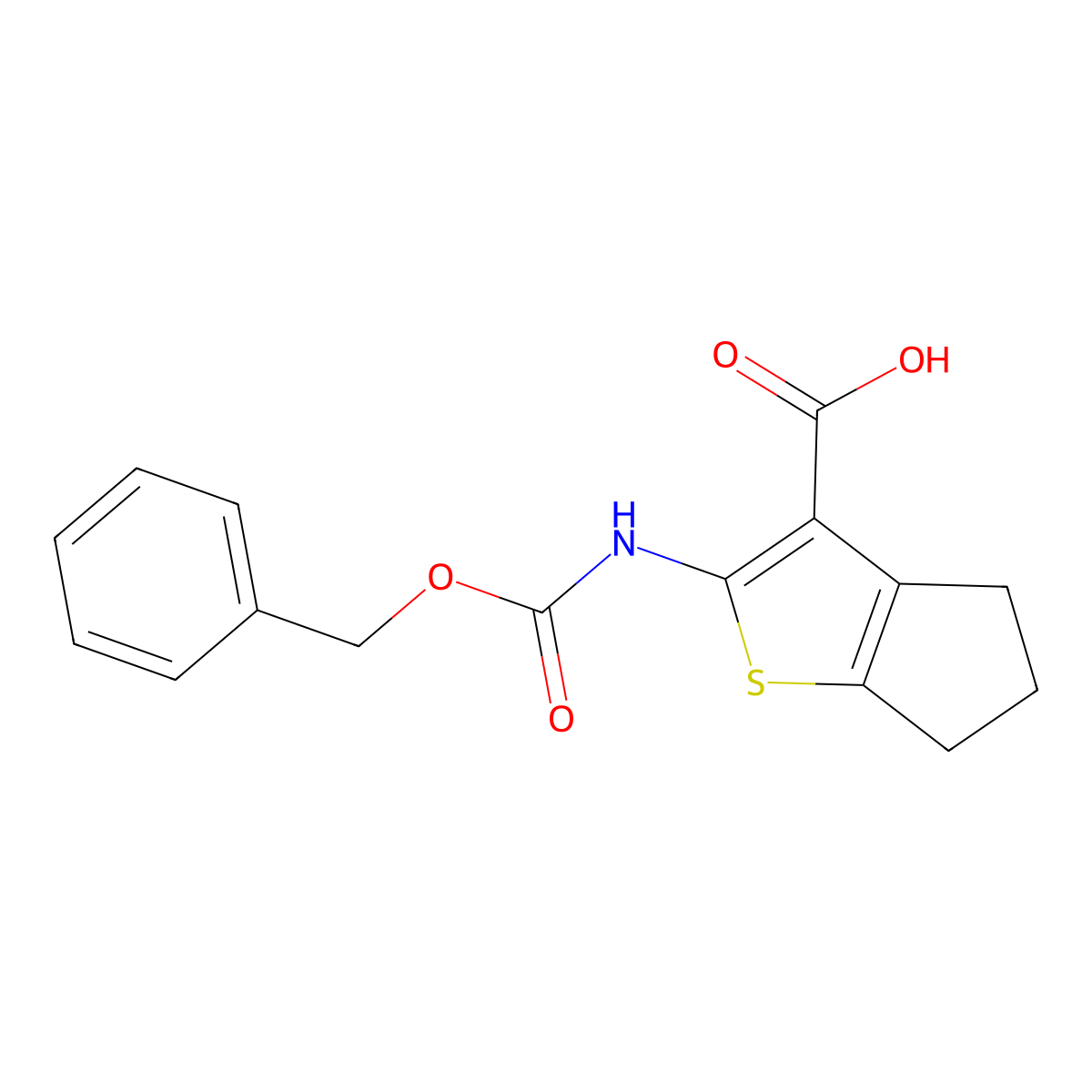 2-{[(benzyloxy)carbonyl]amino}-4H,5H,6H-cyclopenta[b]thiophene-3-carboxylic acid molecular structure, CAS 778601-97-1