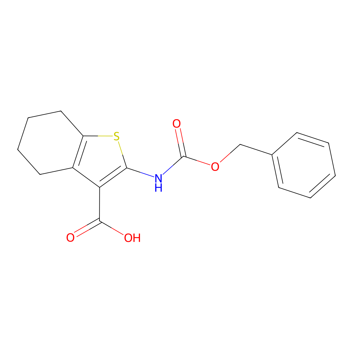 2-{[(Benzyloxy)carbonyl]amino}-4,5,6,7-tetrahydro-1-benzothiophene-3-carboxylic acid molecular structure, CAS 778601-99-3