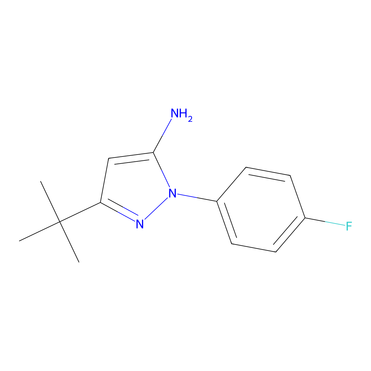3-tert-butyl-1-(4-fluorophenyl)-1H-pyrazol-5-amine molecular structure, CAS 778611-16-8