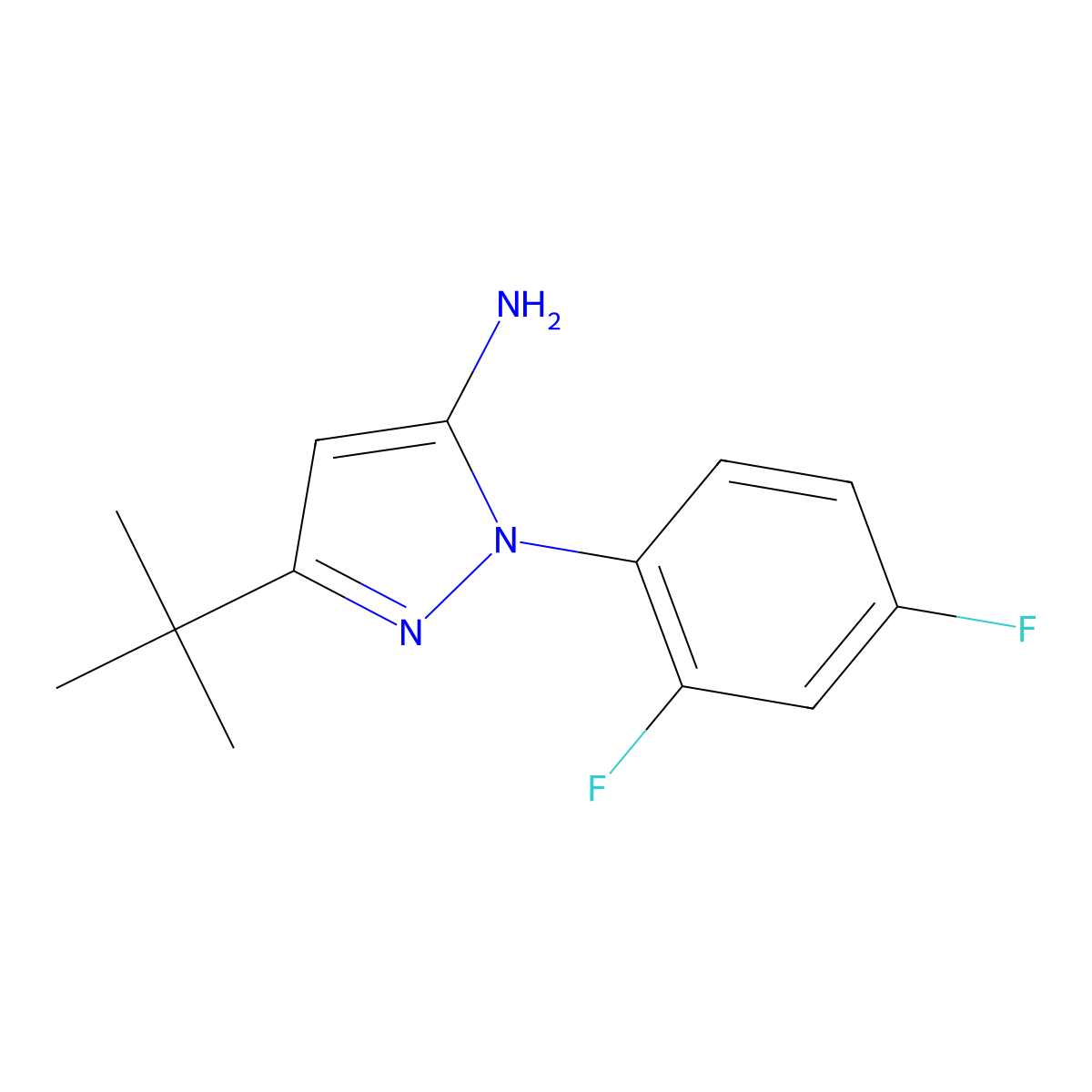3-Tert-butyl-1-(2,4-difluorophenyl)-1H-pyrazol-5-amine molecular structure, CAS 778611-49-7