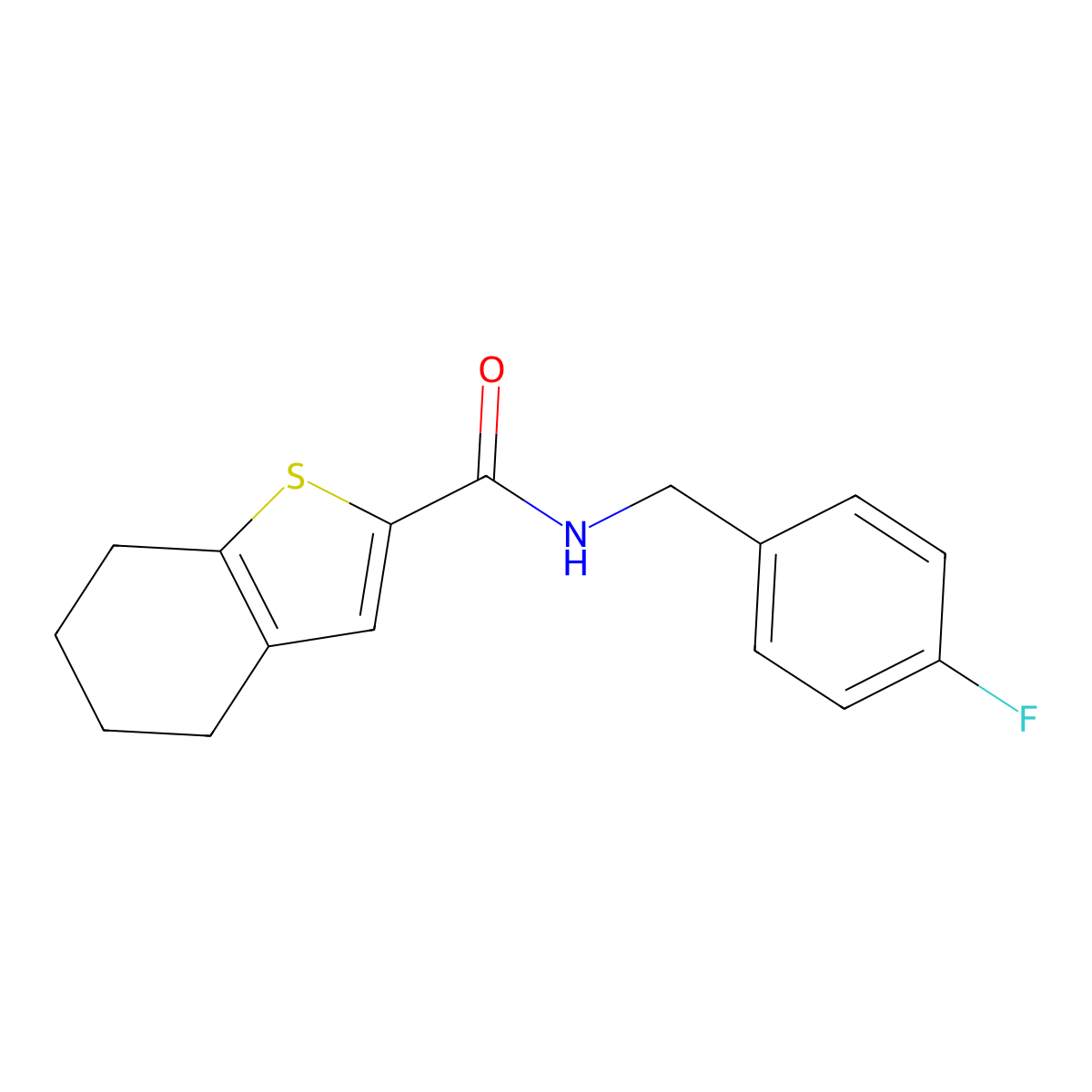 N-[(4-fluorophenyl)methyl]-4,5,6,7-tetrahydro-1-benzothiophene-2-carboxamide molecular structure, CAS 778617-62-2