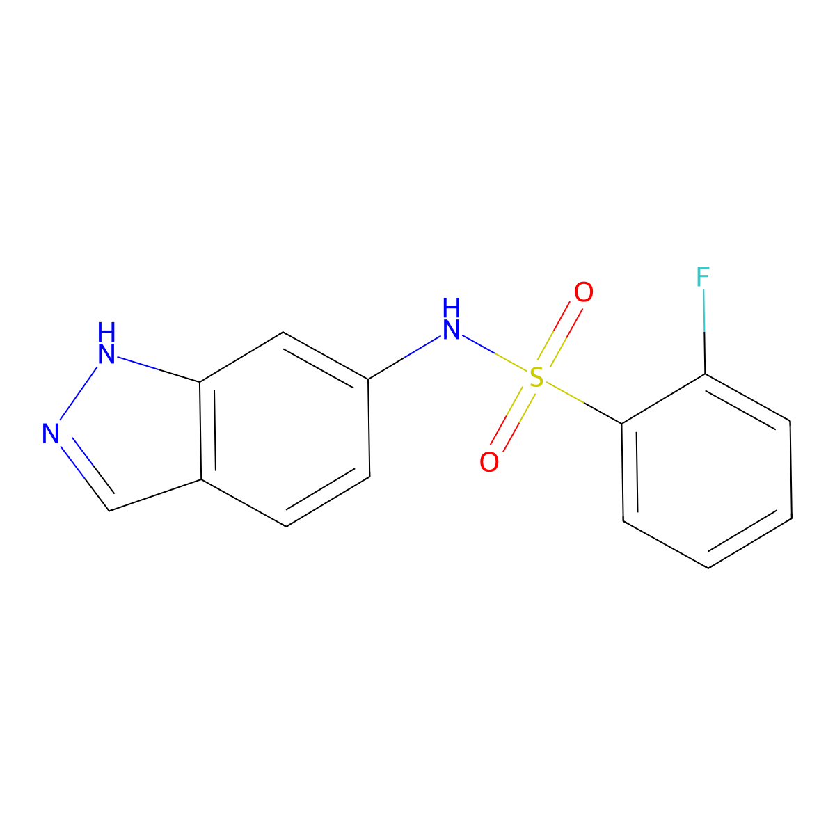 2-fluoro-N-(1H-indazol-6-yl)benzene-1-sulfonamide molecular structure, CAS 778621-69-5