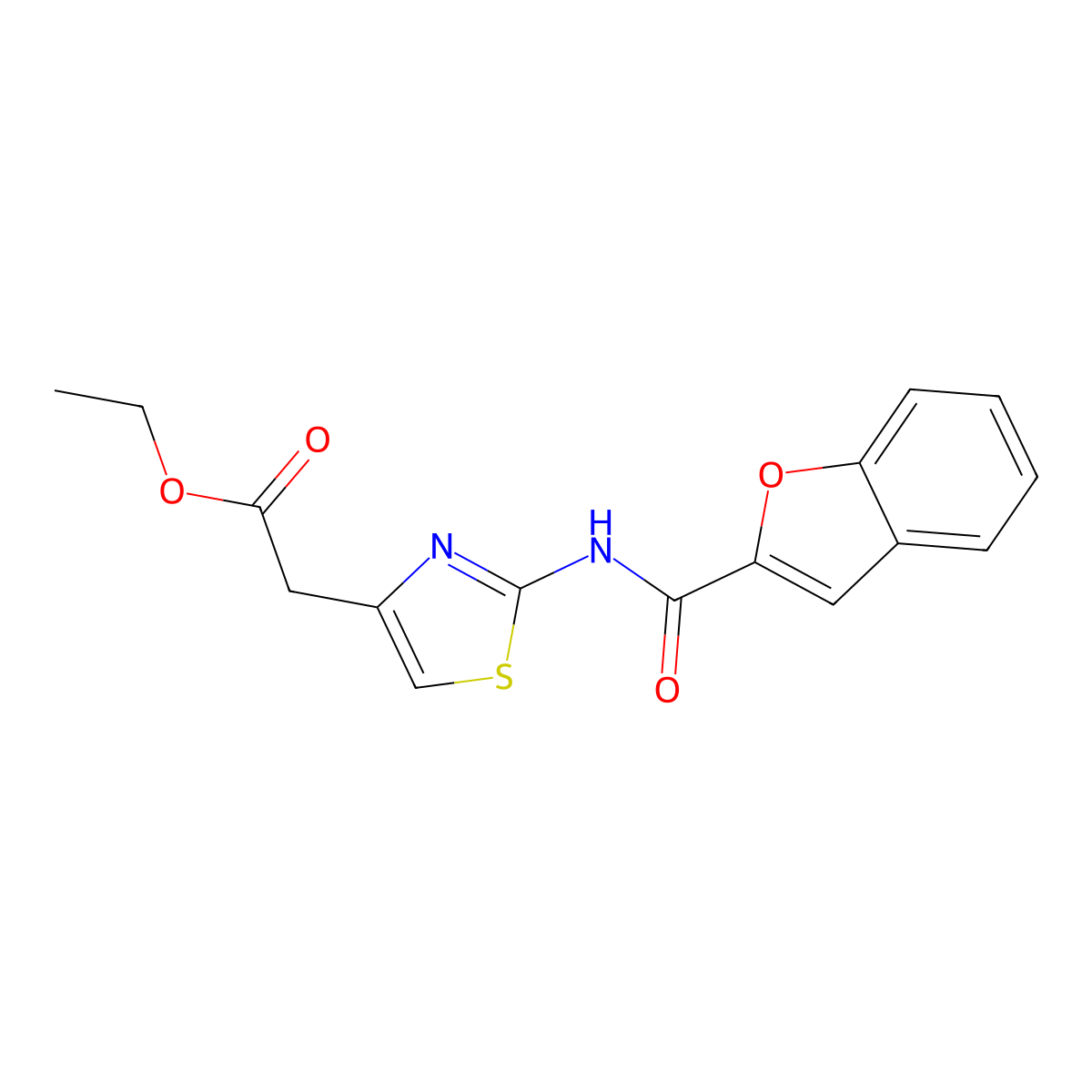 Ethyl 2-(2-(benzofuran-2-carboxamido)thiazol-4-yl)acetate molecular structure, CAS 778622-74-5
