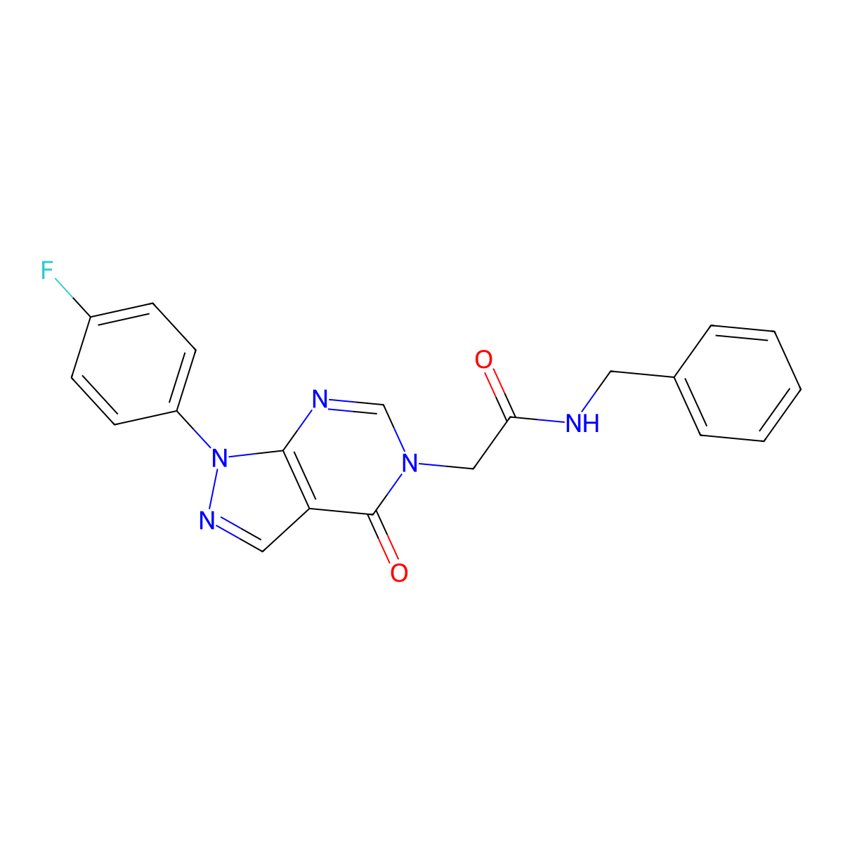 N-benzyl-2-[1-(4-fluorophenyl)-4-oxo-1H,4H,5H-pyrazolo[3,4-d]pyrimidin-5-yl]acetamide molecular structure, CAS 778623-42-0