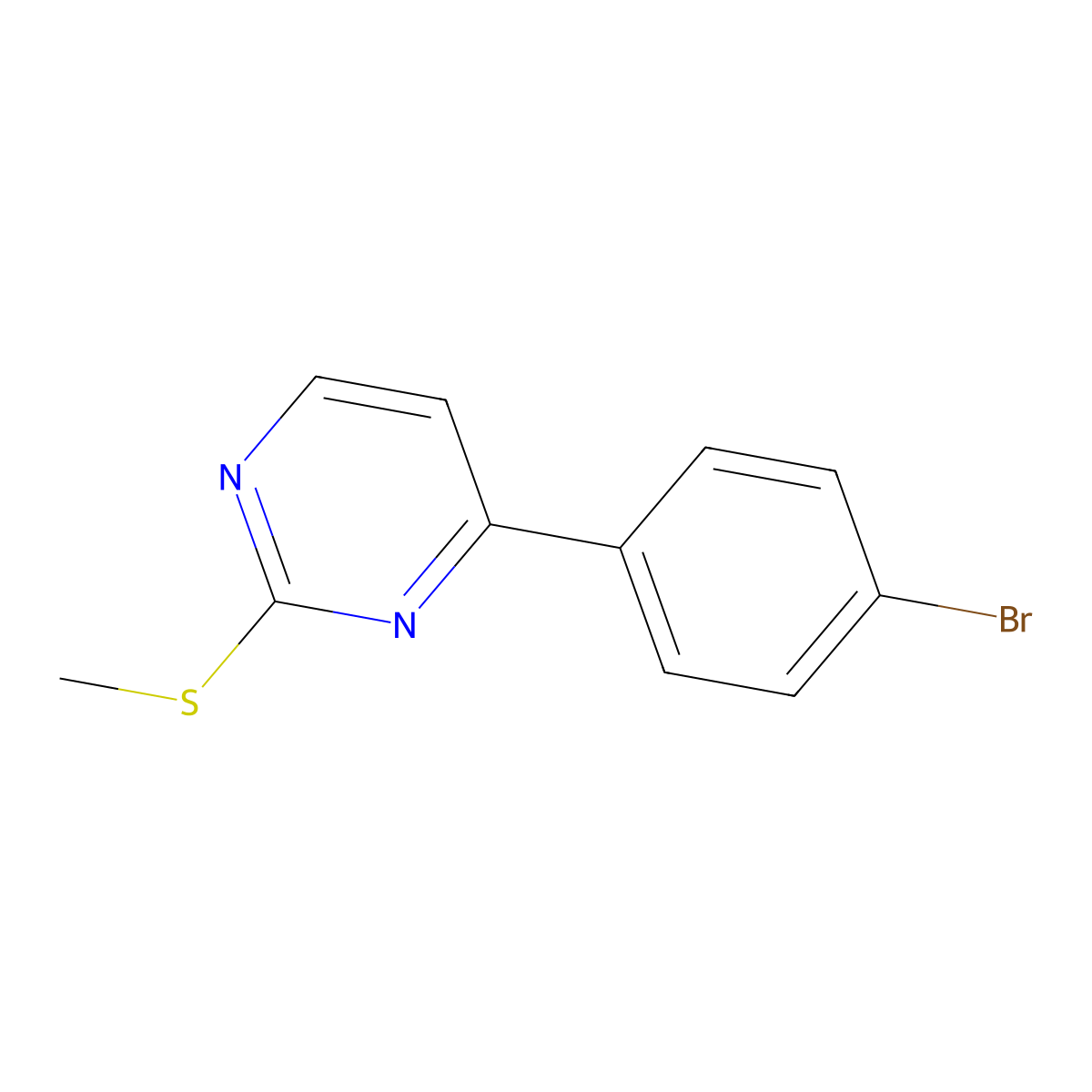 4-(4-Bromophenyl)-2-(methylthio)pyrimidine molecular structure, CAS 778646-96-1
