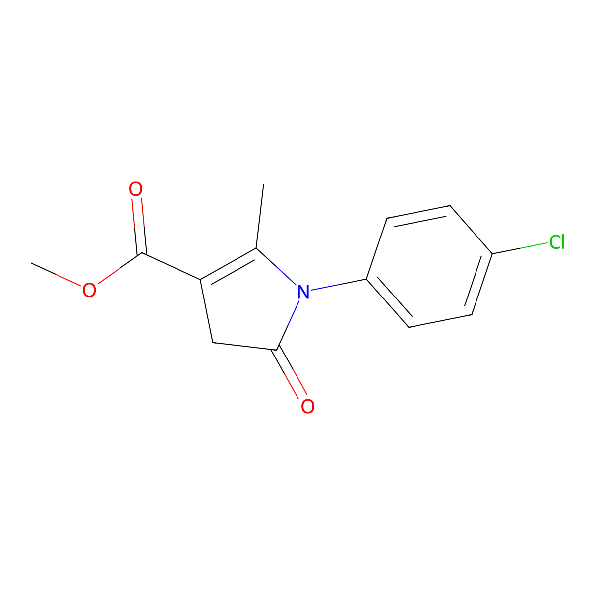 methyl 1-(4-chlorophenyl)-5-methyl-2-oxo-3H-pyrrole-4-carboxylate molecular structure, CAS 77867-46-0