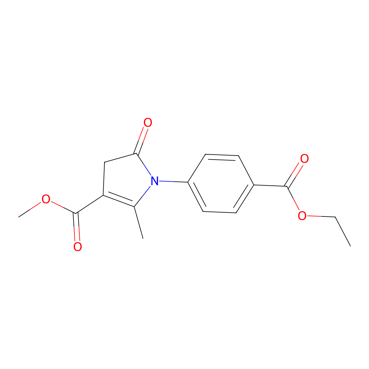 methyl 1-[4-(ethoxycarbonyl)phenyl]-2-methyl-5-oxo-4,5-dihydro-1H-pyrrole-3-carboxylate molecular structure, CAS 77867-54-0