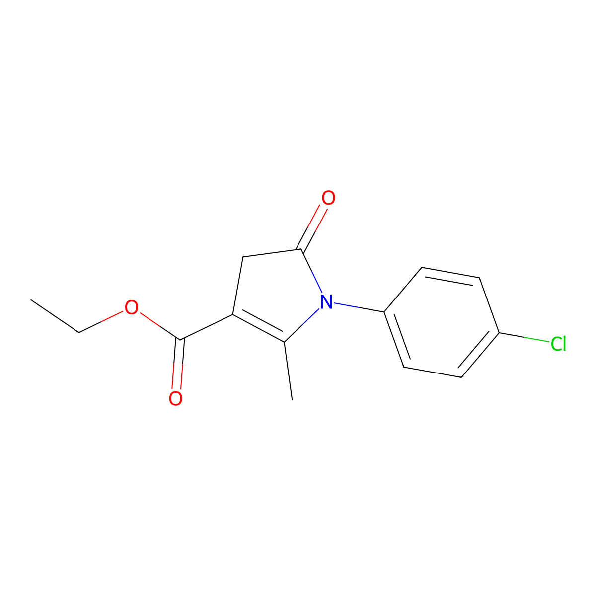 ethyl 1-(4-chlorophenyl)-2-methyl-5-oxo-4,5-dihydro-1H-pyrrole-3-carboxylate molecular structure, CAS 77867-69-7