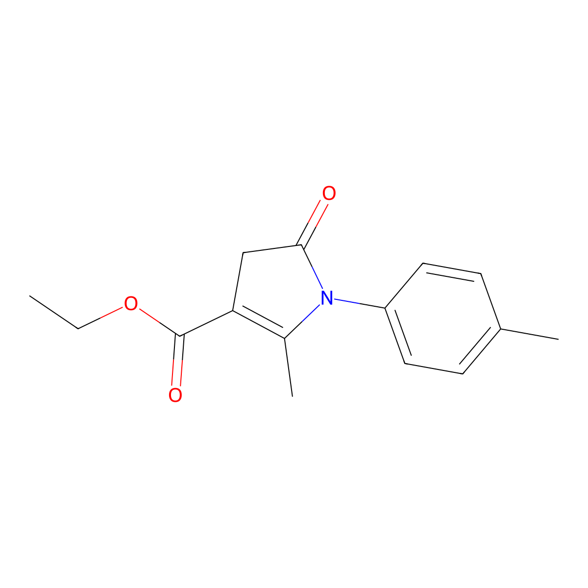 ethyl 5-methyl-1-(4-methylphenyl)-2-oxo-3H-pyrrole-4-carboxylate molecular structure, CAS 77867-75-5
